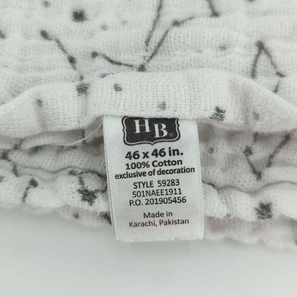 HB Constellation Stars Space White100% Cotton Baby Swaddle Blanket 46"x46" - Picture 2 of 4